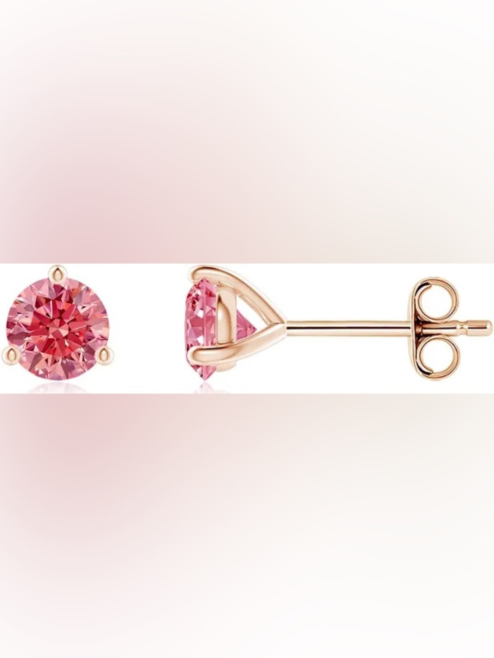 Women's Rose Gold Pink Crystal Stud Earrings